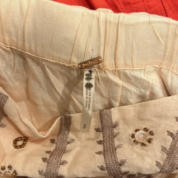 FREE PEOPLE Crystal Cove Linen Beaded Maxi Skirt